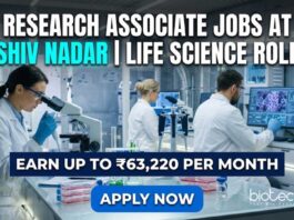 Research Associate Jobs at Shiv Nadar | Life Science Role | Apply
