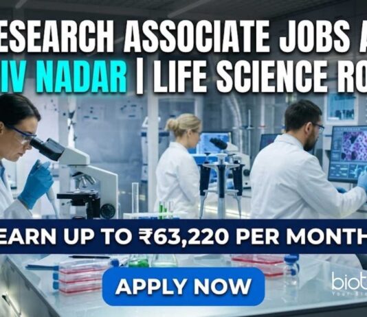 Research Associate Jobs at Shiv Nadar | Life Science Role | Apply