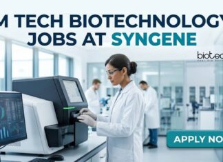 M Tech biotechnology Jobs at Syngene | Candidates Apply Now