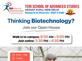 Explore Biotechnology at TERI SAS Open House. Visit Campus or Join Online, Discover Courses, Interact with Experts, and Plan your Future.