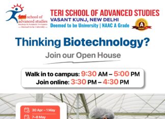 Explore Biotechnology at TERI SAS Open House. Visit Campus or Join Online, Discover Courses, Interact with Experts, and Plan your Future.