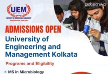 MS & Btech Admissions Open at UEM Kolkata 2026 in Biotech, Microbiology, Bioinformatics & Molecular Biology – Limited Seats MSc Admissions at UEM Kolkata