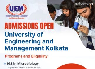 MS & Btech Admissions Open at UEM Kolkata 2026 in Biotech, Microbiology, Bioinformatics & Molecular Biology – Limited Seats MSc Admissions at UEM Kolkata