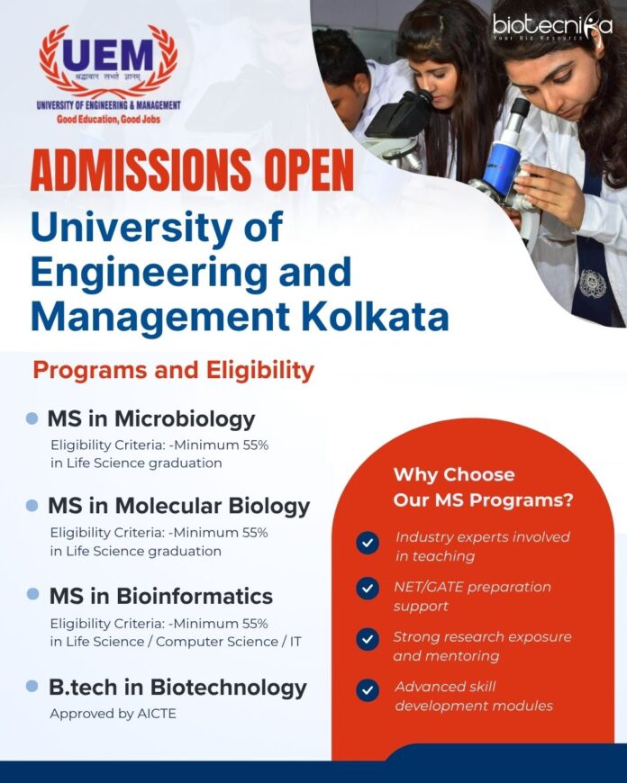 MSc Admissions at UEM Kolkata MSc Admissions at UEM Kolkata