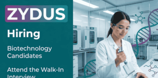 Attend Zydus Walk-in-Interview for Biotechnology Jobs in Production Roles. Hiring for USP, DSP, QMS Roles in Ahmedabad.