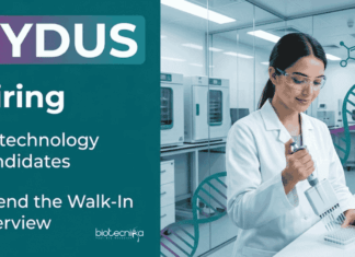 Attend Zydus Walk-in-Interview for Biotechnology Jobs in Production Roles. Hiring for USP, DSP, QMS Roles in Ahmedabad.