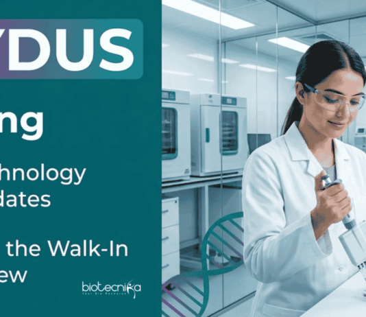 Attend Zydus Walk-in-Interview for Biotechnology Jobs in Production Roles. Hiring for USP, DSP, QMS Roles in Ahmedabad.