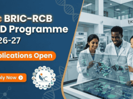 RCB Recruitment: i3c BRIC-RCB PhD Programme in Biosciences. Life Sciences Research Opportunity with Fellowship & Interdisciplinary Training.