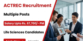 Multiple Posts ACTREC with Salary Upto Rs. 67,700/- PM | Apply Now for Life Sciences Jobs ACTREC Recruitment announced Scientific Officer and Life Sciences Jobs at Tata Memorial Centre Navi Mumbai Apply Online Now.