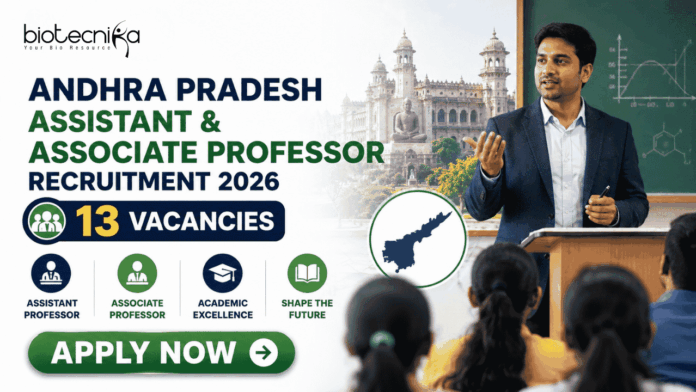 Andhra Pradesh Assistant & Associate Professor Recruitment 2026 13 Vacancies Andhra Pradesh Assistant & Associate Professor Recruitment 2026 13 Vacancies. Apply for Associate Faculty Jobs at Andhra University 2026 for Biotechnology, Microbiology, Biochemistry, & More.