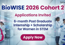 BioWISE Program Cohort 2 Applications Invited for Women in STEM – Apply Now Apply for BioWISE Program 2026 for Women in STEM. Get Life Sciences Research Internship, Mentorship, Scholarship Support & Industry Exposure.