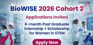 Apply for BioWISE Program 2026 for Women in STEM. Get Life Sciences Research Internship, Mentorship, Scholarship Support & Industry Exposure.