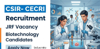 Biotechnology JRF Vacancy at CSIR-CECRI | Apply Now Apply for CSIR CECRI Recruitment 2026 JRF Vacancy and build your Biotechnology Career through the AcSIR Integrated PhD Programme.