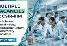 Life Sciences Govt Research Job Vacancies for Multiple Posts at CSIR-IIIM | Apply Now Life Sciences Career: CSIR-IIIM Recruitment Announced Research Jobs for Life Sciences, Biotech & Botany. Apply Online Before May 20.