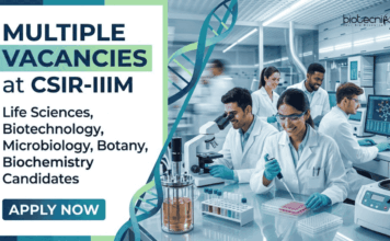 Life Sciences Govt Research Job Vacancies for Multiple Posts at CSIR-IIIM | Apply Now Life Sciences Career: CSIR-IIIM Recruitment Announced Research Jobs for Life Sciences, Biotech & Botany. Apply Online Before May 20.