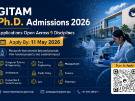 Apply for GITAM PhD Admissions 2026. Explore Research Programs, Eligibility, Disciplines, and Start your Research Career Today!
