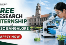 Free Research Internship at IISC Bangalore | Golden Opportunity You Can’t Miss!! Free Research Internship at IISC Bangalore Golden Opportunity You Can't Miss!! Featured banner for “Free Research Internship at IISC Bangalore” featuring the Biotecnika logo at the top, a researcher using a microscope in a modern laboratory, an academic campus backdrop, research and innovation-themed highlights, and a bold “Apply Now” button at the bottom.