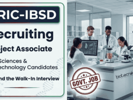 IBSD Govt Life Sciences Job 2026 – M.Sc Biotechnology & Life Sciences Eligible, Walk-In Interview BRIC-IBSD Recruitment 2026 Announced for Project Associate Posts. Apply for Govt Life Sciences Research Jobs with ₹31,000+ Fellowship.