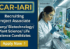 Life Sciences Research Jobs at ICAR-IARI | Apply Now for Project Associate Role ICAR IARI Recruitment Announced for Project Associate Jobs in Life Sciences Research. Apply Online Before 30 May 2026.