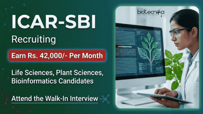 ICAR SBI Apply for Young Professional Jobs under ICAR-SBI Recruitment. Life Sciences Career Aspirants can attend Written Test Cum Interview.