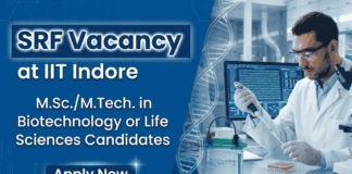 SRF Vacancy at IIT Indore – M.Sc /M.Tech Life Sciences Candidates Apply Now Apply for IIT Indore Recruitment - SRF Vacancy and build your Career in Life Sciences with ₹42,000 fellowship support.