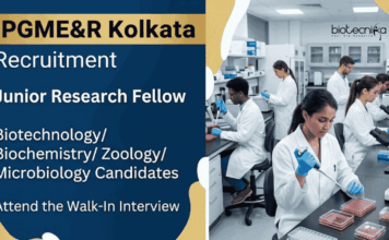 IPGMER has Announced JRF Vacancy for MSc Life Sciences Candidates – Walk-In IPGMER Recruitment 2026 announced for JRF Vacancy in Kolkata. Apply for Life Sciences Research and molecular biology projects.