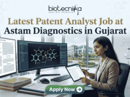 Latest Patent Analyst Job at Astam Diagnostics in Gujarat | Apply Now Latest Patent Analyst Job at Astam Diagnostics in Gujarat Apply Now. Biotecnika Patent Analyst job at Astam Diagnostics. Professional analyzing drug patents on digital screens. Apply Now button.