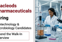 Microbiology & Biotechnology Jobs at Macleods | Attend the Walk-In Interview Macleods Walk In Drive announced Biotechnology Jobs and Microbiology Jobs for Officer roles in Production Fermentation.