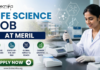 Meril Life Science Job 2026 | Research Role in Gujarat for M.Sc & PhD Candidates Meril Life Science Job 2026 Research Role in Gujarat for M.Sc & PhD Candidates. Meril Life Science Job 2026 Research Role in Gujarat for M.Sc & PhD Candidates. A professional recruitment banner for a "Life Science Job at Meril," featuring the Biotecnika logo at the top left. On the right, a female scientist in a white lab coat is shown working in a bright, modern laboratory, using a multichannel pipette on a microplate. The left side displays the bold headline "LIFE SCIENCE JOB AT MERIL" and four circular icons representing: Innovative Bio-sciences, State-of-the-Art R&D, Global Impact & Reach, and Career Growth Path. The background features floating scientific diagrams and a view of a research campus through a window. A prominent green "Apply Now" button and the website "www.biotecnika.org" are located at the bottom.