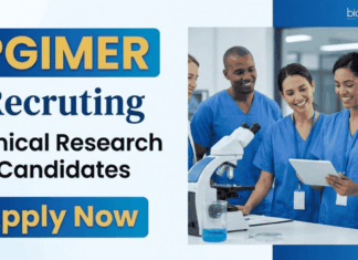 Clinical Research Jobs at PGIMER | MSc Candidates Apply Now PGIMER Recruitment for Clinical Research Jobs. Site Coordinator role in Clinical Trial. Apply before May 9 via email.