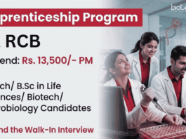 Life Sciences Apprenticeship Program at RCB!! Walk-In for BSc/BTech Candidates RCB Recruitment announced Apprenticeship Programs for Life Science Career Aspirants with Rs.13,500 Stipend PM. Attend the Walk-in Interview.
