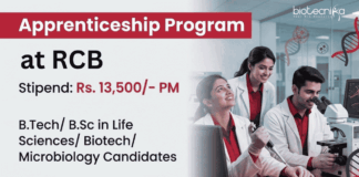 Life Sciences Apprenticeship Program at RCB!! Walk-In for BSc/BTech Candidates RCB Recruitment announced Apprenticeship Programs for Life Science Career Aspirants with Rs.13,500 Stipend PM. Attend the Walk-in Interview.