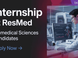 Internship for Biomedical Sciences Candidates at Resmed | Apply Now Regulatory Affairs Jobs Apply for ResMed Careers Regulatory Affairs Jobs in Bangalore: Biomedical Science and Engineering students can Apply Now.