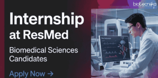 Internship for Biomedical Sciences Candidates at Resmed | Apply Now Regulatory Affairs Jobs Apply for ResMed Careers Regulatory Affairs Jobs in Bangalore: Biomedical Science and Engineering students can Apply Now.