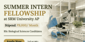 SRM University Careers: AP SIF 2026 offers BSc Internship for Students with ₹8000 Stipend for Life Sciences Candidates.