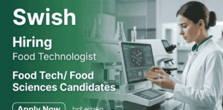 Apply for Swish Career in Quality Assurance Jobs. Food Tech Jobs in Gurugram for Food Technologists. Check Eligibility and Apply Today.
