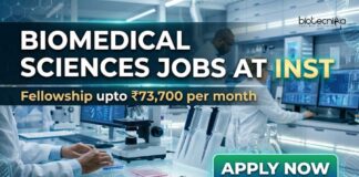 Biomedical Sciences Opportunity at INST | Fellowship upto ₹73,700 per month Biomedical Sciences Jobs at INST | Candidates Apply Now