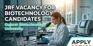 Biotechnology Vacancy 2026: Gujarat Biotechnology University Hiring JRFs JRFs Vacancy for Biotechnology Candidates at GBU | Apply Now