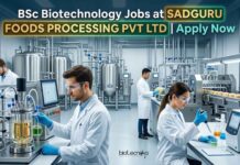 BSc Biotechnology Jobs at Sadguru Foods Processing Pvt Ltd – QC & Production Careers BSc Biotechnology Jobs at Sadguru Foods Processing Pvt Ltd