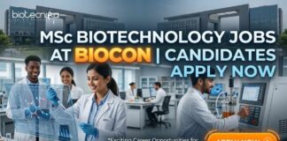 Biocon Hiring Regulatory Affairs | MSc Biotechnology Jobs MSc Biotechnology Jobs at Biocon | Candidates Apply Now