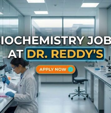 Dr. Reddy’s Research Associate Jobs 2026 – Biochemistry & Biotechnology Hiring Biochemistry Jobs at Dr. Reddy’s | Candidates Apply Now