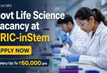BRIC-inStem Govt Life Sciences Job 2026 – Salary Up To ₹60,000 pm, Applications Invited Govt Life Science Vacancy at BRIC-inStem | Apply Now