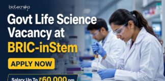 BRIC-inStem Govt Life Sciences Job 2026 – Salary Up To ₹60,000 pm, Applications Invited Govt Life Science Vacancy at BRIC-inStem | Apply Now