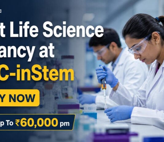 BRIC-inStem Govt Life Sciences Job 2026 – Salary Up To ₹60,000 pm, Applications Invited Govt Life Science Vacancy at BRIC-inStem | Apply Now