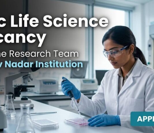 JRF Recruitment 2026 at Shiv Nadar Institution | MSc Life Science Vacancy MSc Life Science Vacancy at Shiv Nadar Institution | Apply Now