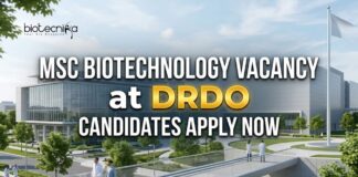 MSc Biotechnology Vacancy at DRDO | Candidates Apply Now