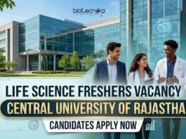 Central University of Rajasthan JRF Vacancy 2026 For Life Science Freshers Life Science Freshers Vacancy at Central University of Rajasthan