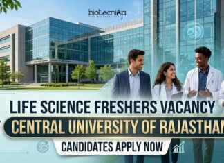 Central University of Rajasthan JRF Vacancy 2026 For Life Science Freshers Life Science Freshers Vacancy at Central University of Rajasthan