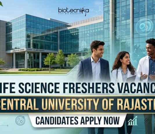 Central University of Rajasthan JRF Vacancy 2026 For Life Science Freshers Life Science Freshers Vacancy at Central University of Rajasthan