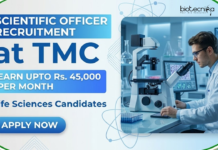 Scientific Officer Recruitment at TMC with Rs. 45,000 Pay for Life Sciences – Walk-In TMC Recruitment 2026 Announced Scientific Officer Recruitment for Life Sciences Candidates at HBCHRC Punjab with Salary Up to Rs. 45,000.